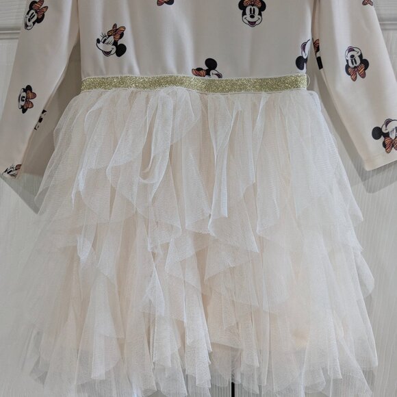 Disney Junior Minnie Mouse Girl's Tulle Dress Size 4T, Twirly Skirt, Long Sleeve - Picture 4 of 13